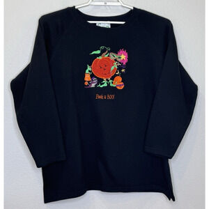 Quakcer Factory Halloween Sweatshirt Womens Size 1X Black "Peek A Boo" Pumpkin